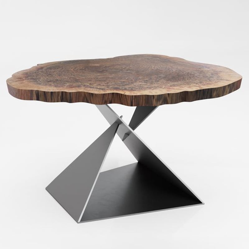 Wood table with metal base